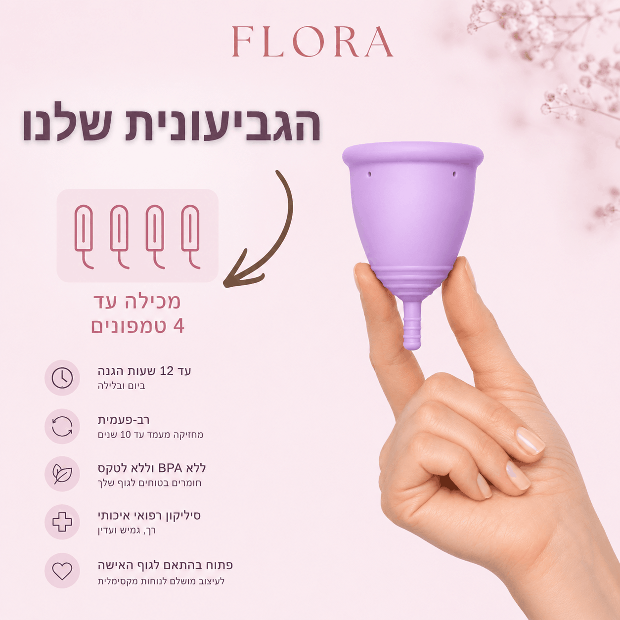 גביעונית ™Flora מסיליקון רפואי