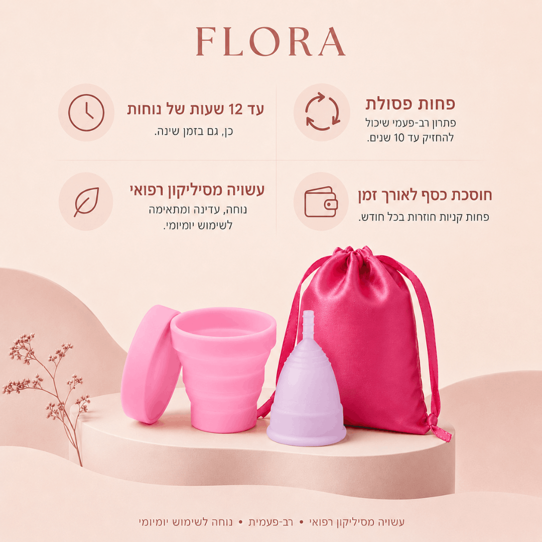גביעונית Flora מסיליקון רפואי - לנוחות חופש וביטחון בימי המחזור
