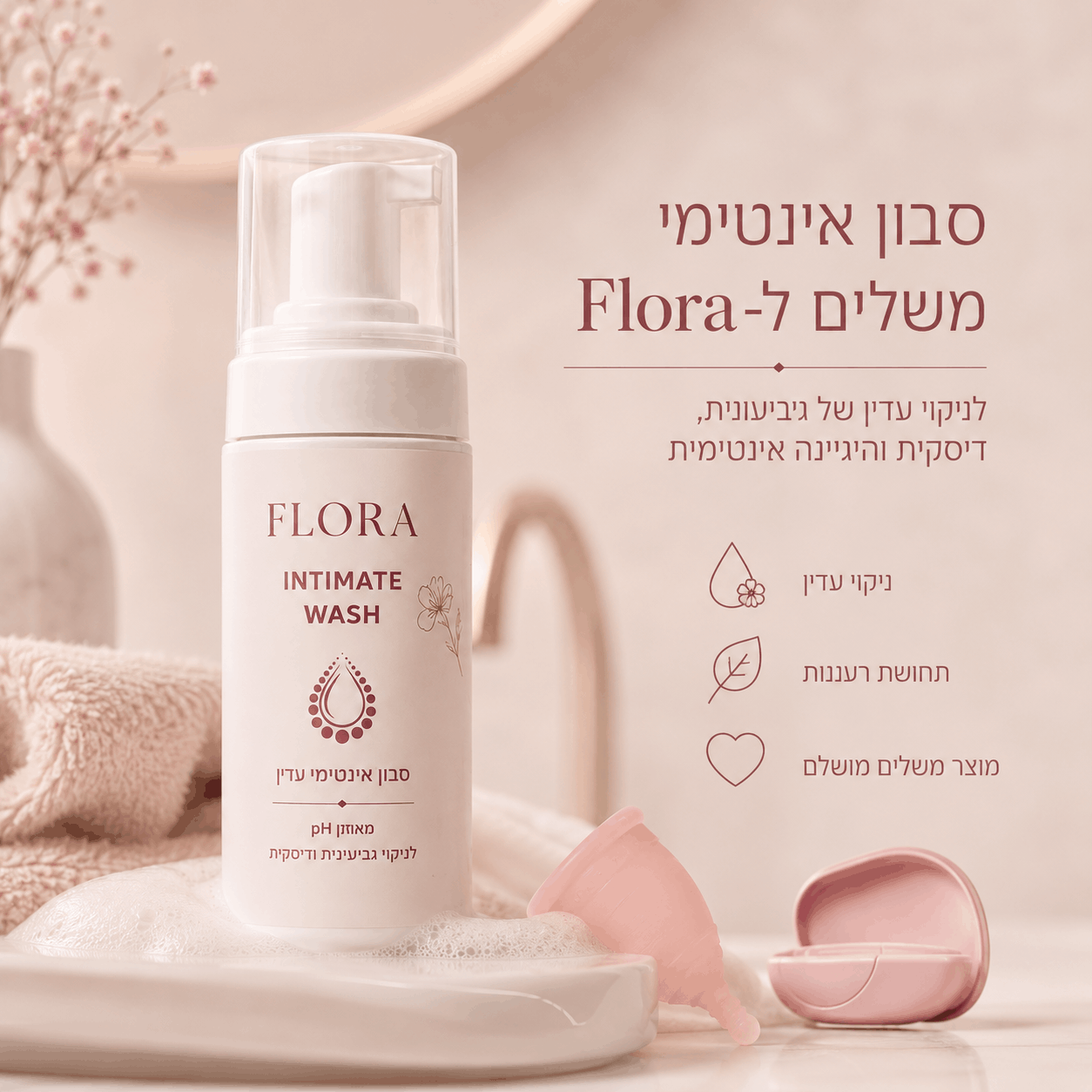 סבון אינטימי עדין לניקוי גביעונית ודיסקית ™Flora